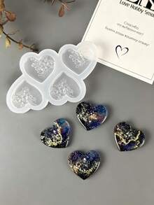 1pc 4-In-1 Heart-Shaped Silicone Mold, Creative DIY Epoxy Resin Mold, Can Make Cracked Diamond Texture Heart Pendant, Suitable For Home Decor And Gift Making, Aromatherapy Candle Handmade Casting Mold, Artistic Decorative Plaster Mold - 01-straight-eared Rabbit Tray Silicone Mold - View 1