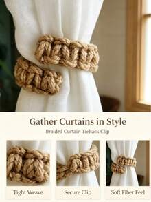 Curtain Tieback Braided Curtain Rope Practical Curtain Clip Curtain Hook Bedroom Living Room Home Window Decoration Decorative Curtain Accessories - Multiple Styles - View 5