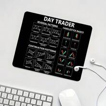 Trading Line Chart Square Mouse Pad, Humorous Financial Market Pattern Design, Eye-Catching Desktop Decoration Protective Pad, Rubber Anti-Slip Stitched Edge Office Mat, Small Size Suitable For Laptop, Desktop Computer Gaming, Office, Daily Use - Mouse Pad - View 5