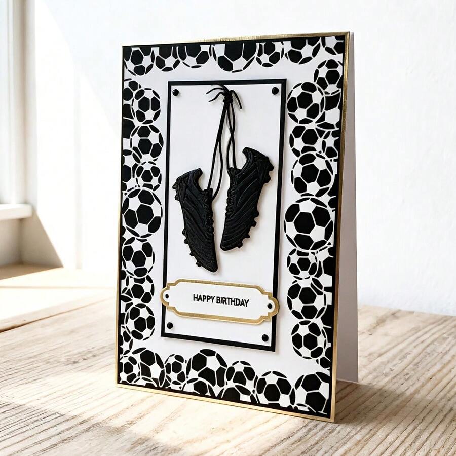 1pc Creative Football Metal Cutting Template, Suitable For Scrapbooking And Handmade Crafts, Can Make DIY Embossing Templates As Well As Handmade Cards And Gift Cards.