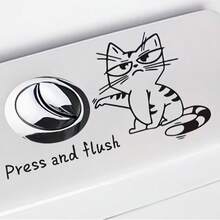1/3pcs Cute Cartoon Cat Toilet Stickers - "Flush" Bathroom Decor, Self-Adhesive PVC Wall Decals, Suitable For Glass, Tile And Smooth Surfaces, Fun Design, Easy To Peel And Stick - Multicolor - View 5