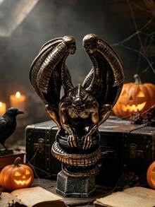 1pc Gothic Style Resin Statue, Gargoyle Snake & Baphomet Goat Sculpture, Dark Witch Decor For Indoor/Outdoor Desktop Halloween Ornament Room Decor Home Decor Halloween Decor - Statue - View 2