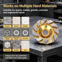 1/2/3pcs 4 Inch Concrete Diamond Grinding Wheel, Angle Grinder Accessory Tool, 12-Teeth Heavy Duty Angle Grinder Disc, Suitable For Grinding, Polishing And Refurbishing Quartz Stone, Marble, Artificial Stone, Concrete And Polishing Tool - A - View 5