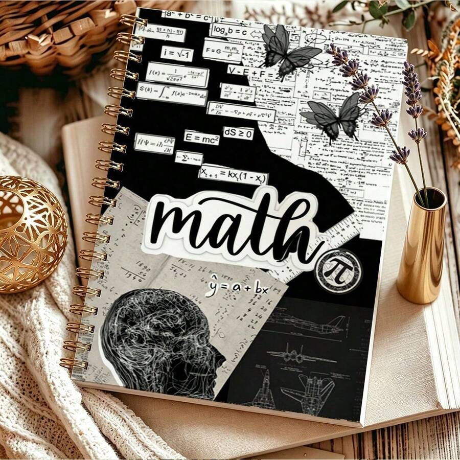 1PC Math Themed Spiral Notebook A5, Hard Cover Horizontal Line Diary, Suitable For Office And School Use, Ideal Gift For Women, Teachers And Students - Multicolor - View 1