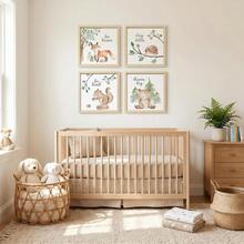 Woodland Nursery Wall Art Decor, 10x10inch Animal Prints | Gallery Wall Frame Features Forest Safari Pictures For Bedroom Playroom Home Decoration - Woodland - View 3