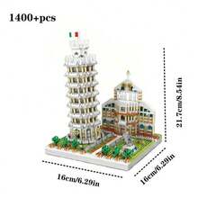 1400+Pcs Mini Leaning Tower Of Pisa Building Block Set, Taj Mahal And Neuschwanstein Castle Building Blocks, World Famous Architecture Assembly Model, High Difficulty Adult Toy Micro Particle Desktop Decor, Birthday Gift, Stress Relief Building Block Toy, Holiday Gift - Multicolor - View 11