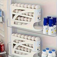 1pc 4-Tier Rolling Egg Rack - Space-Saving Side Door Design, Holds 30 Eggs, Smooth Glossy Finish, Convenient Handle | Suitable For Kitchen And Refrigerator Storage | Modern Kitchen Accessory | Durable Plastic Material - Multicolor - View 11