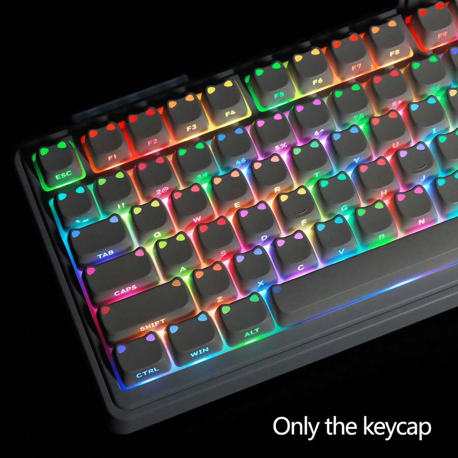 Cute Cat MAO Side-Print Backlit Keycap, PBT Material, 6.25U Spacebar DIY Keyboard Accessory, Compatible With MX Switch Mechanical Keyboards, Suitable For Gaming And Office, Keycap Only (Keyboard Not Included)