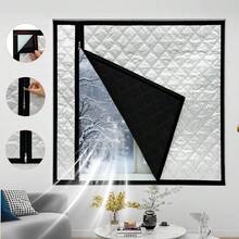 Windproof Warm Thickened Curtains Winter Wind-Blocking Insulation Film Cold-Proof Sealing Window Self-Adhesive No-Drill Curtains - Black - View 1