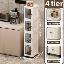 Multifunctional Stackable Rolling Storage Cabinet With Transparent Doors, Pantry Organizer, Kitchen Bathroom Shelf, Modular Stackable Rack For Kitchen, Bedroom, Bathroom, Pantry, Narrow Space Storage, 3/4/5/6 Tiers - View 16