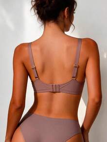Sexy Deep V Solid Color Underwear Women's Comfortable Fashion Sports Anti Sagging Bra Bra - Khaki - View 10
