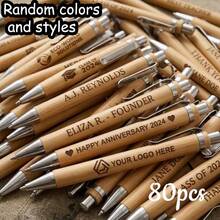 Mixed Color Quotes Series Retractable Ballpoint Pens Large Capacity Set (50/80/100pcs) – Back To School Clickable Writing Pens, Creative Gift And Office Signing Pens, Suitable For Teachers And Students - Bamboo Pen - View 10