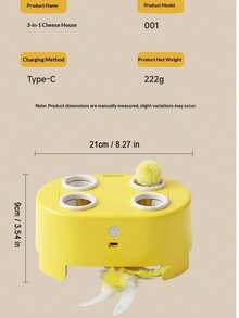Interactive Electric Whack-A-Mole Cat Toy Cheese House Design Automatic Pop-Up Ball And Feather Teaser USB Rechargeable Indoor Cat Puzzle Toy Boredom Relief Hunting Exercise Toy Suitable For Kittens And Adult Cats - Multicolor - View 3