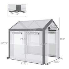 8 X 6 X 7 Ft Outdoor Walk-In Tunnel Greenhouse With Roll-Up Windows And 2 Zippered Doors, Weatherproof Plant Cover For Garden Backyard, Portable Clear PVC Greenhouse Tent For Seedlings And Vegetable Growing, Gray - 95.75 X 70.75 X 90.5 - View 3