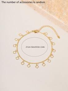 1pc Fashionable Minimalist Exquisite Vintage Beach Elegant Versatile Adjustable Casual Commute Women's Anklet (Random Flower Accessory Quantity) - Yellow Gold - View 16