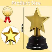 Five-Point Star Plastic Gold Trophy, Shiny Gold-Plated Five-Point Star Design With Black Stable Base, High-Quality Texture For Award Ceremony Commemoration, Suitable For Football Matches, Sports Events, Corporate Recognition, Graduation Ceremonies, Annual Party Competition Prizes And Props - Multicolor - View 7