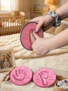 100 Days/1st Birthday Gift Newborn Growth Keepsake Clay For Handprint And Footprint (Ribbon Not Included) S Size Mold Diameter 9cm M Size Mold Diameter 12cm (Random Mold Shape) - Multicolor - View 4