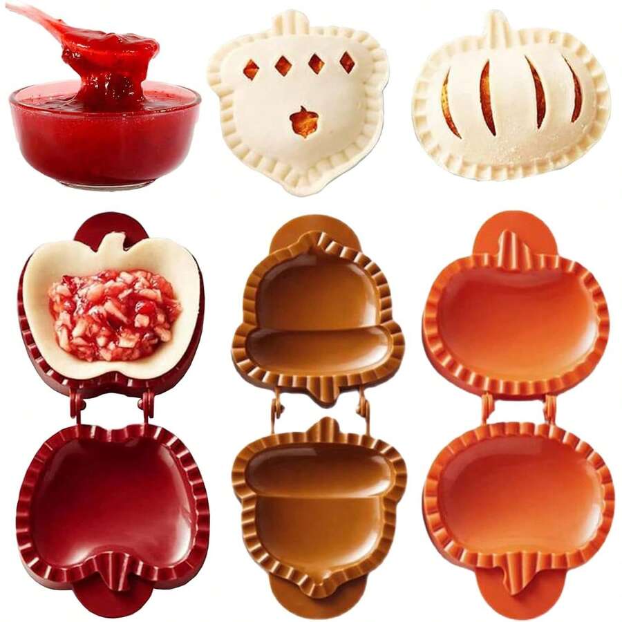 1Pack Fall Hand Pie Molds Set,Mini Apple, Pumpkin & Acorn Shapes For Baking – Dough Presser & Pocket Pie Cutter Tool ,Kitchen Gadgets Christmas Handmade Pie Molds. - Multicolor - View 1