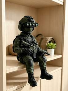 Figur Aksi Prajurit Taktis Mini Pasukan Khusus Posisi Duduk Model Militer dengan Kacamata Penglihatan Malam dan Senapan Sniper Model Senjata Hiasan Meja Patung Koleksi Dekorasi untuk Rumah Kantor Rak Buku Pajangan Hadiah Penggemar Game - A2 - View 8