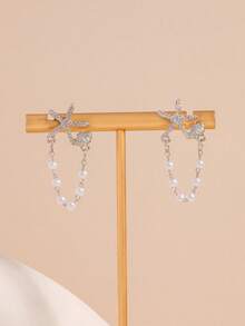 Beach Starfish Shell Earrings, Vacation Style Chain Earrings With Atmospheric Vibe - Multicolor - View 4