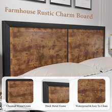 VECELO Double Size Bed Frame With Wooden Headboard And Footboard, Metal Platform Bed, Easy To Assembly - Rust Brown - View 4