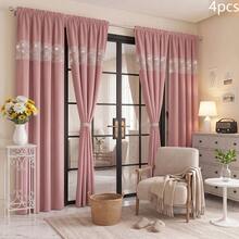 FLYINGCURTAINS Modern Plaid Patchwork Thermal Sunscreen Curtain With Window Rod Bag Style Light Translucent Privacy Window Screen, Farmhouse Style Home Decor Curtain - Dusty Pink - View 9