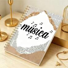 1PC Spanish-Style Spiral Notebook - A5, High-Quality Paper, University Line Spacing Design, Suitable For Office And Study, Perfect For Gifting Friends, Teachers, And Students - Music - View 4