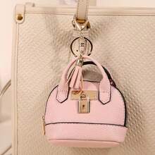 1pc Semi-Circle Mini Coin Purse, Portable Coin Bag With Premium Lock Decor, Smooth Zipper Closure, Tassel Charm, Keychain For Hanging, Daily Storage For Coins, Cards And Car Keys - Multicolor - View 5