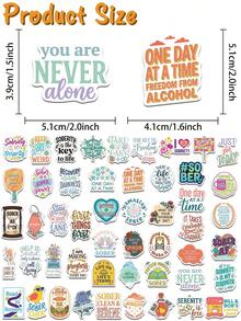 50pcs Sobriety Motivational Graffiti Stickers, Recovery Affirmation Quotes Aesthetic Stickers For Laptop, Journal, Notebook, Guitar, Skateboard, DIY Gift - Multicolor - View 11