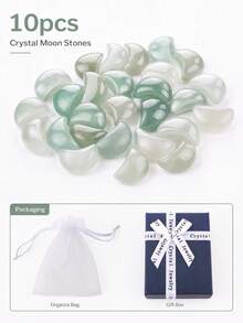 Crescent Moon Natural Healing Crystal Stone Gift Box Polished Pocket Gemstone Ring Face DIY Jewelry Pendant Decoration Gift Bag Women Birthday Holiday Gift - Green Aventurine - View 8