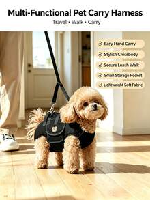 Multifunctional 3 In 1 Dog Harness Bag With Storage Pocket, Portable Handheld Crossbody Pet Carrier Vest For Small Dogs Walking Travel - Multicolor - View 12
