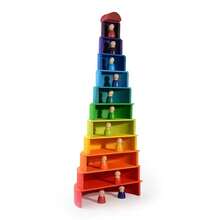 Rainbow Stacking Building Blocks For Children, Early Education To Develop Thinking, Spatial Imagination, Color Matching, Construction Stacking Blocks, Early Education Puzzle Game, Parent-Child Interaction, Children's Christmas And Holiday Gift - Multicolor - View 3