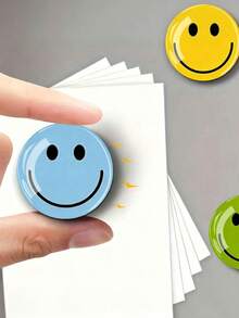 1/8pcs Smiling Face Glass Fridge Magnets, Cartoon Smiling Face Fridge Magnets, Cute Style Fridge Magnets, Decorative Fridge Magnets, Cute Office Kitchen Fridge Magnets, Suitable For Kitchen, Office And Home Decor, Fun Fridge Decoration, Exquisite Gift - Multicolor - View 3