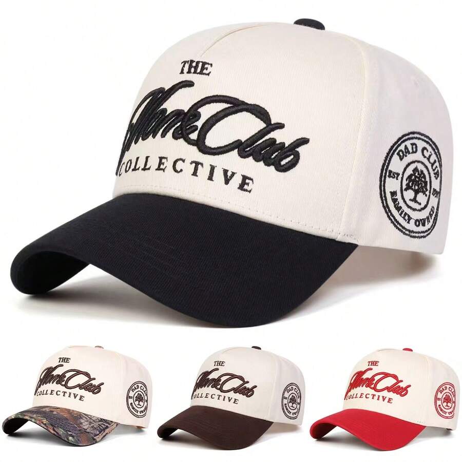 1 件 The Mare Club Collective 男士卡车司机帽,刺绣字母图案棒球帽,街头时尚五片帽,户外防晒,适合春秋旅行、海滩度假休闲 - 彩色 - 查看 1