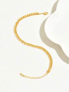 1pc Beach Vacation Style Beaded Tassel Anklet, Casual Everyday Seaside Travel Accessory - Yellow Gold - View 4
