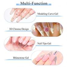 MSRUIOO 1/2pcs 10ml Solid Nail Tips Gel--Long Lasting Solid Hard Gel, No Sticky Hands, UV LED Curing, Nail Salon & Home Use, Clear Acrylic Solid Nail Tips Gel Nail Polish For Press On Nails, False Tips, Extensions - Strong Bonding, Easy Application - Transparent - View 10