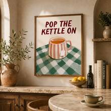 Pop The Kettle On 英式茶文化印花牆面藝術 廚房裝飾復古廚房印花 茶愛好者禮物復古牆飾家居裝飾 - 卡通 - 查看 8