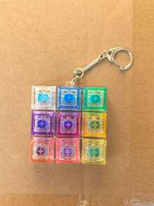 1pc 9-Key Cube Keyboard Shaped Keychain, Creative Keyboard Pendant, Bag Charm, Car Key Accessory, Fingertip Style Zipper Pendant, Daily Bag And Car Decoration Accessory - Multicolor - View 25