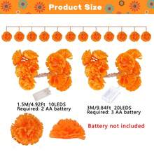1PC 4.92/9.84FT Halloween Atmosphere Decoration Light String, Marigold Light String, LED Fairy Light, Chrysanthemum Light String, Battery Powered Holiday Decoration, Suitable For Bedrooms, Living Rooms, Birthdays, Parties, Etc - Warm Light - View 4