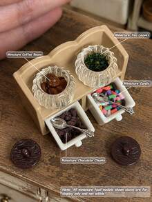 Miniature Dollhouse Kitchen Scene Storage Canister Set, Mini Model House Storage Rack, Tea Coffee Beans Candy Drawer Canister Decorative Model, Non-Edible - one-size - View 4