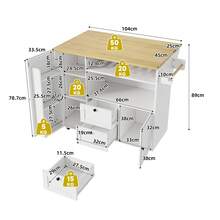 Modern Sideboard With Folding Worktop - White And Natural - Natural and White - View 2