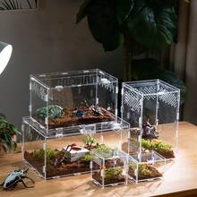 1pc Multi-Species High Transparency Acrylic Breeding Box, Minimalist Transparent Square Enclosure With Ventilation Holes And Snap-Lock Opening, Habitat And Breeding Box For Pet Snakes, Reptiles And Insects (Self-Assembly Required) - Clear - View 11