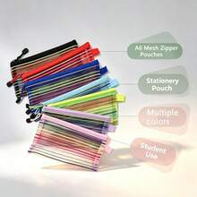 14/9/7/1 Piece A6 Mesh Zipper Pencil Case, Colorful Storage Bag, Suitable For Storing Small Items Such As Cosmetics, Stationery, And Receipts - Multicolor - View 2