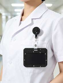 Shiny ID Card Holder With Lanyard, ID Card Storage Box, Anti-Loss Lanyard, Student ID Card Holder, Self-Service Restaurant Card Holder, Sliding Cover, Dual Card Slot, Small Card Slot, Bus Card Holder, Non-Inductive, Bank Card Holder, Subway Card Storage, Adjustable Portable ID Card Holder Decorative Keychain, Suitable For Office Workers And Students, Perfect Gift, Back To School Gift, Couple Card Holder, Bank Card Holder, Travel Essential, Back To School, Commute, Business Trip, Vacation - Multicolor - View 8