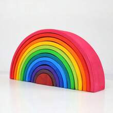 1 Set Rainbow Arch Building Blocks Rainbow Figures Combination Set Wooden Grimm Rainbow Blocks Kindergarten Construction Role Play Toys - Multicolor - View 17