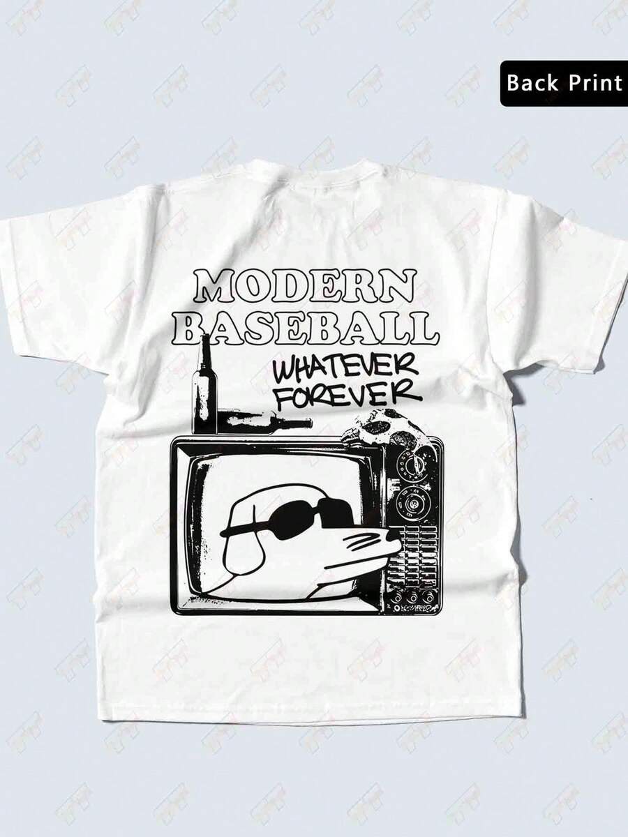 I Miss Modern Baseball Whatever Forever Band Back Print 100% Tee T-Shirt - White - View 1