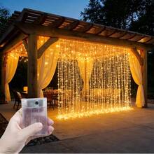 Battery Powered LED Curtain Lights, 8 Lighting Modes, Simulated Starry Sky Twinkle, Suitable For Home Bedroom Stage Decoration, Holiday Light Decoration Garland, Proposal Wedding Birthday Party Fairy Lights - Battery-powered Curtain Lights - View 7