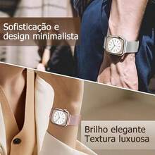 Pulseira Para Smartwatch Metal Milanese Magnética Compatível  Watch & IWO Série 7 Ao Série 9 38mm Ao 49mm - Prata - Visão 3
