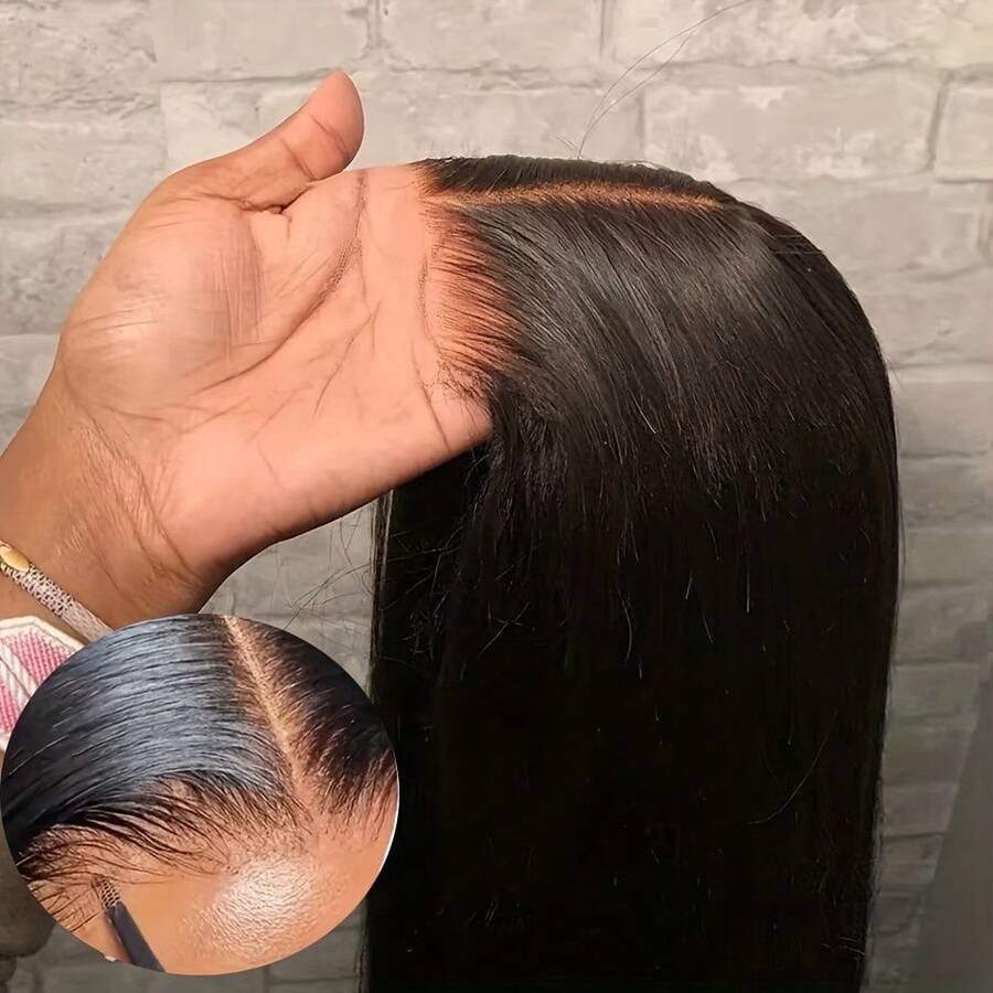 5x5 Lace Front Straight Human Hair Wig For Women 250 Density HD Transparent 40 Inch Straight Lace Front Wigs Human Hair Pre Plucked Glueless Lace Frontal Wigs - Natural Black - 查看 1