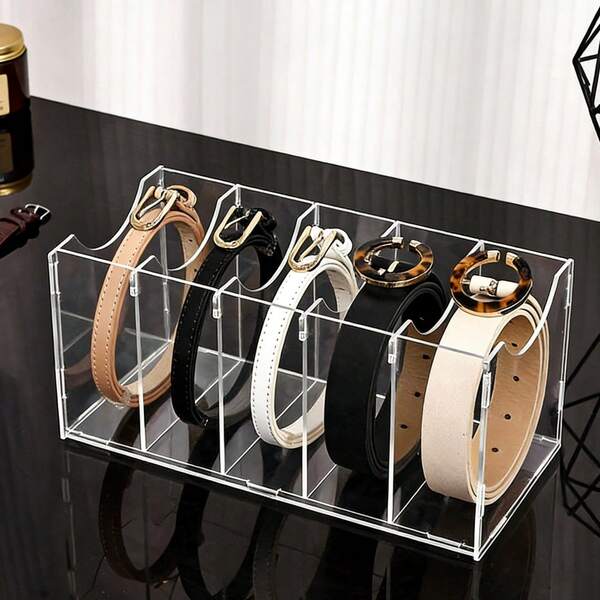 Caja de almacenamiento de múltiples compartimentos de acrílico transparente para correas de reloj, organizador de escritorio para correas de reloj y pulseras, caja de almacenamiento y exhibición de joyas, decoración del hogar, regalo festivo